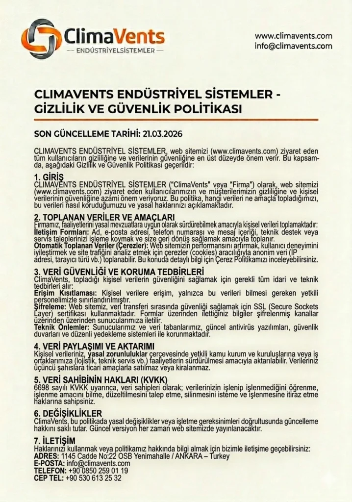 climavents-gizlilik-ve-güvenlik-politikasi